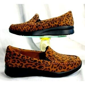 Clarks Collection Leather/Textile Slip-Ons - Ellowyn Lux Leopard Size 7